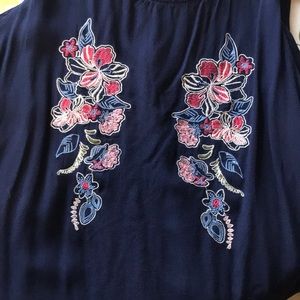 Navy blue cold shoulder blouse
